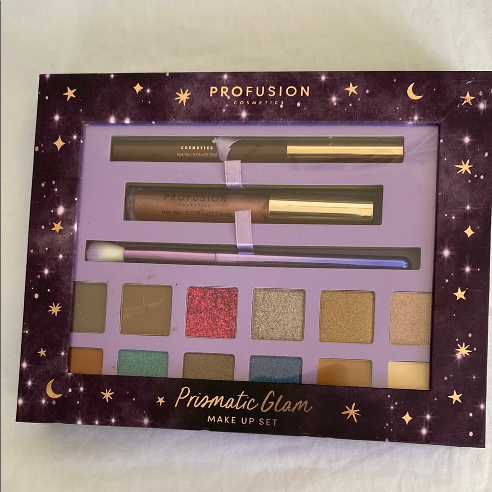 Profusion Cosmetics Prismatic Glam Eyeshadow Palette - Gold, Green, Brown